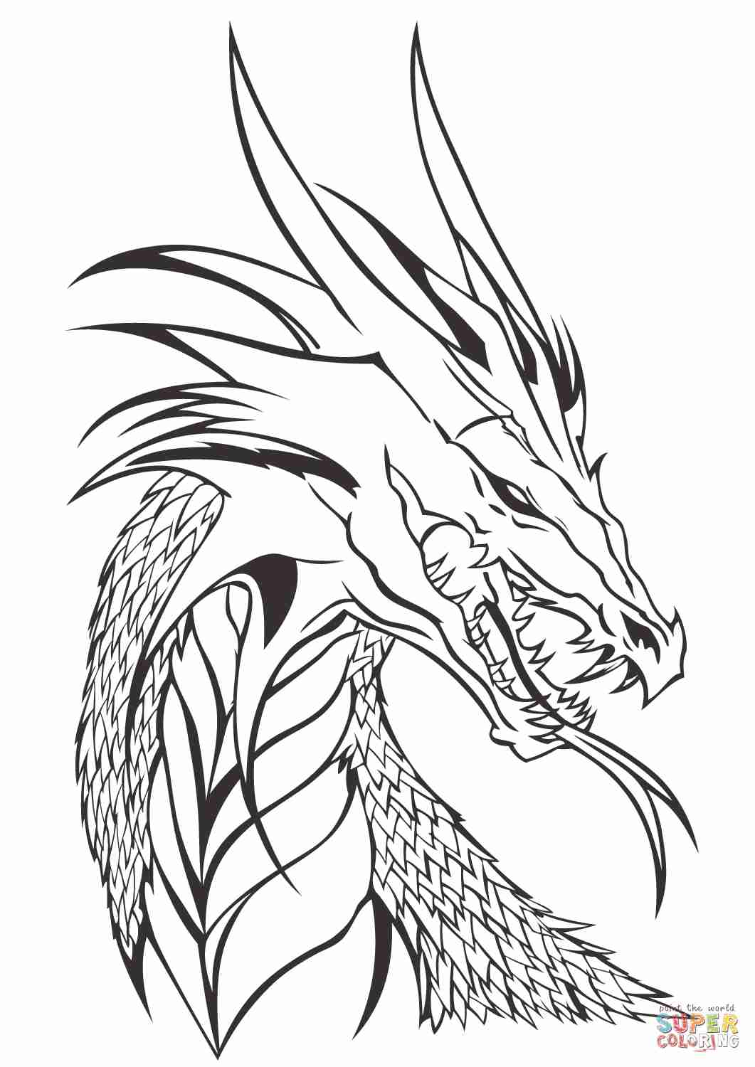 1061x1500 Realistic Dragon Head Coloring Pages Preschool For Amusing Page