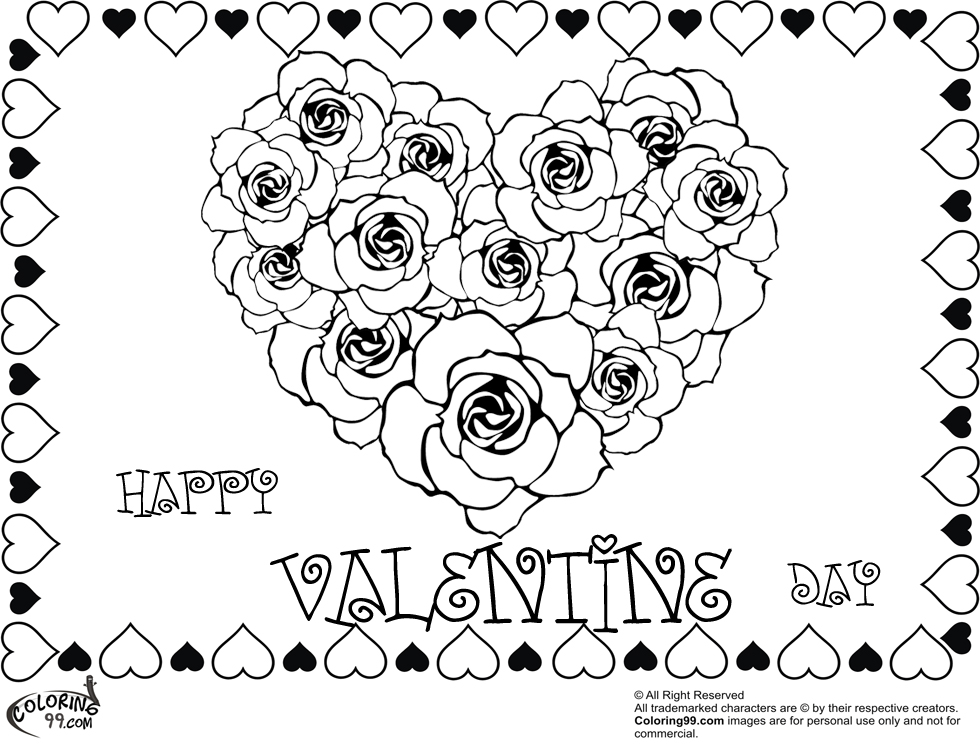 980x750 Hearts And Roses Coloring Pages