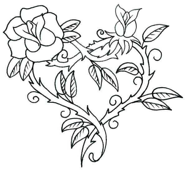 Coloring Pages Of Roses And Hearts at GetDrawings | Free download