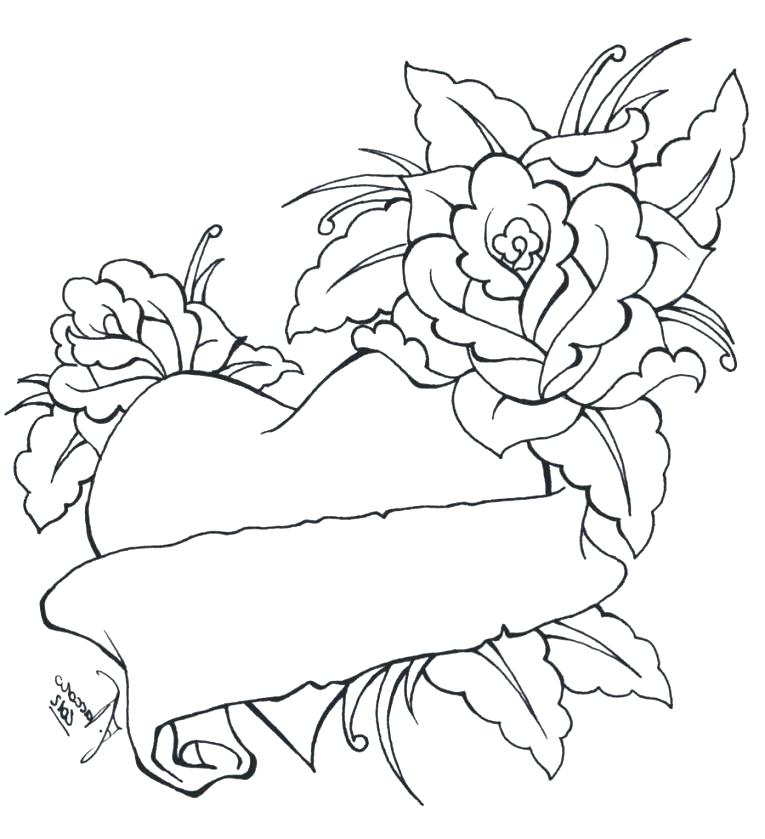 765x839 Roses And Hearts Coloring Pages