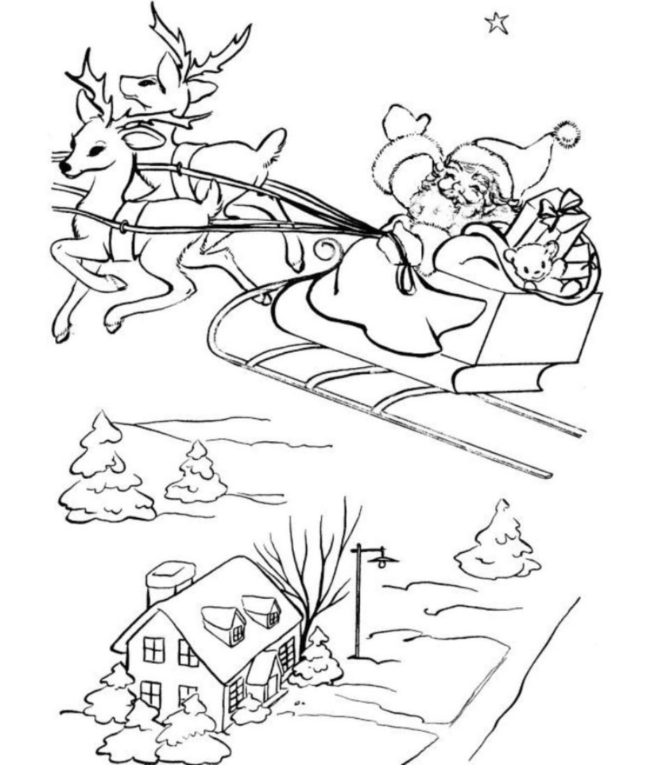 937x1096 Santa And His Sleigh Free Coloring Pages For Christmas Christmas