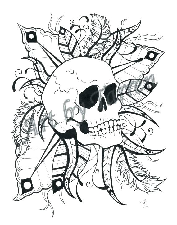570x725 Coloring Skulls Coloring Pages Flaming Skull Page Sugar Colouring