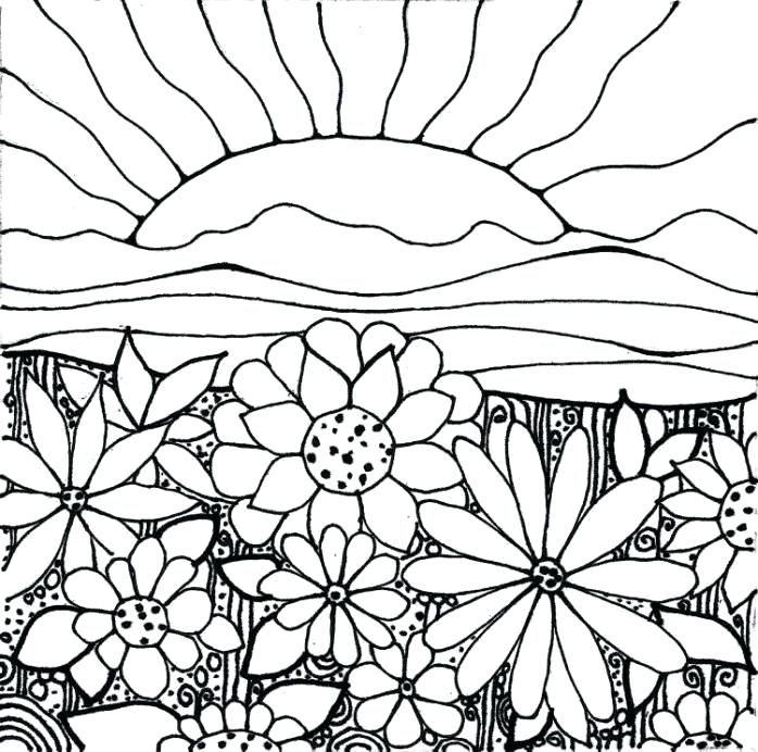 698x692 Sunset Coloring Pages