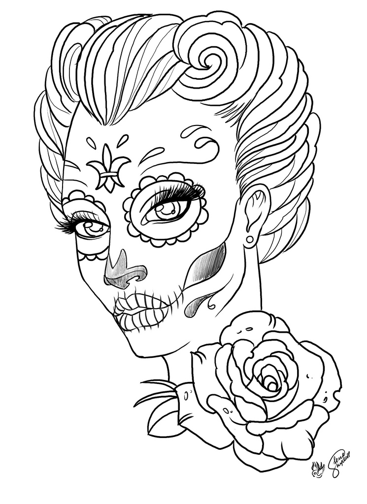 745x1024 Coloring Pages Coloring Pages For Adult Tattoo Sugar Skull