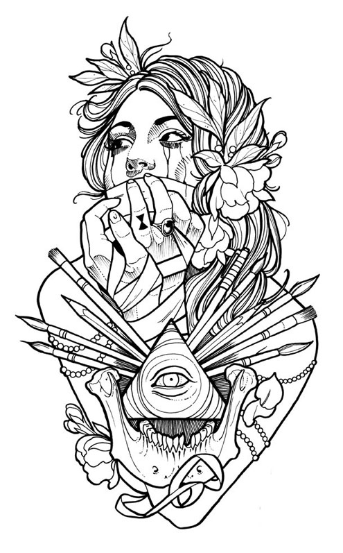 495x797 Tattoo Coloring Book Pages