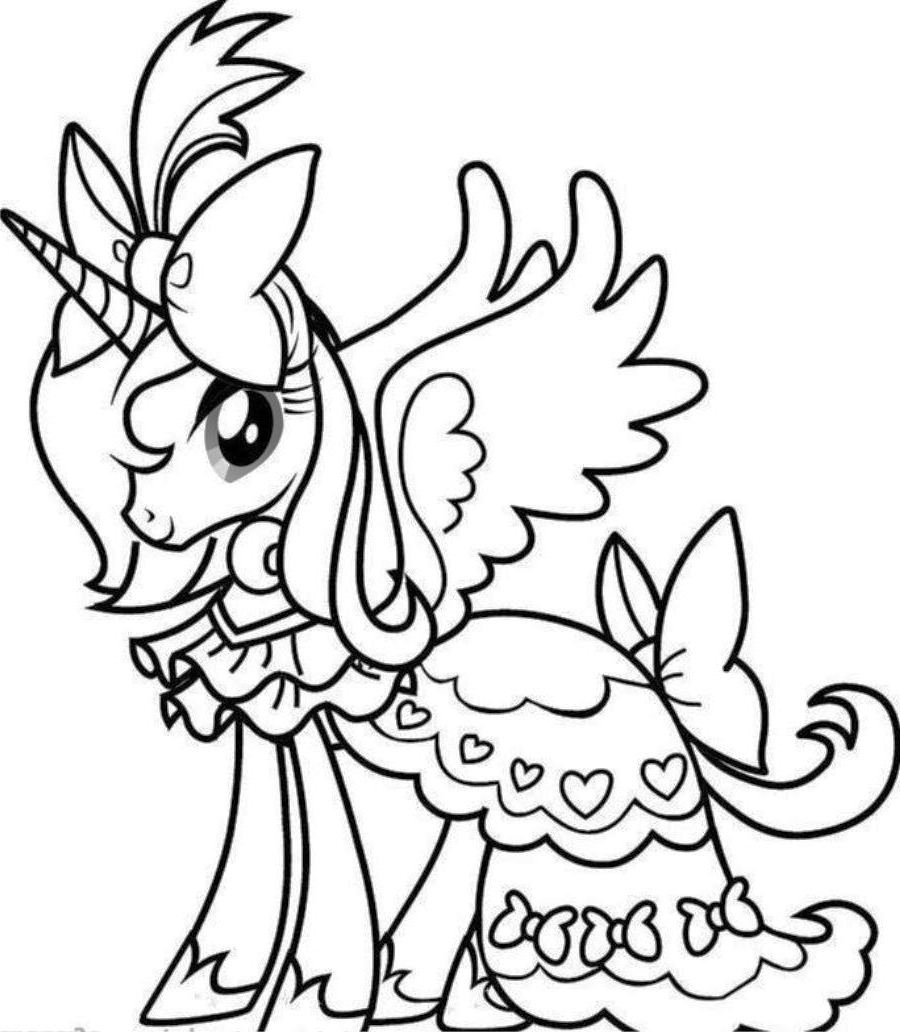 900x1032 Princess Unicorn Coloring Pages