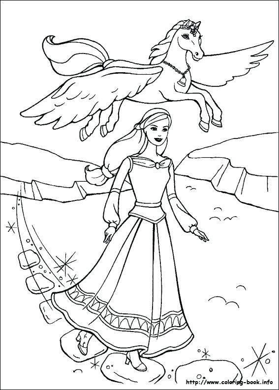 567x794 Barbie And The Magic Of Coloring Pages Unicorn Pegasus Colouring