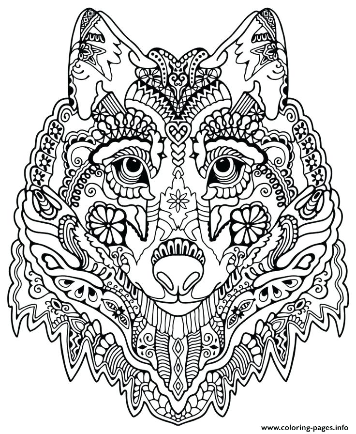 736x896 Coloring Pages Wolf Print Cute Wolf Adult Mandala Grown Up