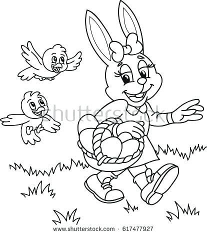 414x470 Coloring Page Outline Cartoon Bunny With Coloring Page Outline