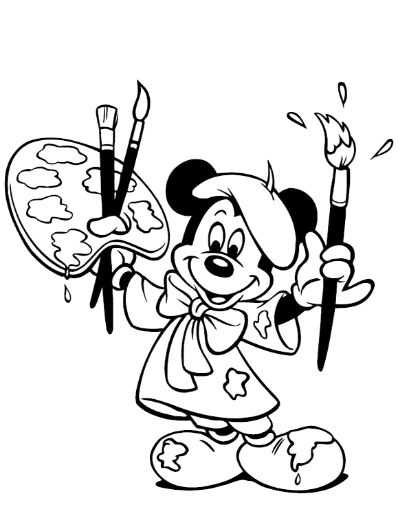 595x754 Mickey Mouse Wants To Try To Paint Coloring Pages Coloring Pages