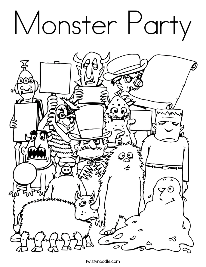 685x886 Monster Party Coloring Page