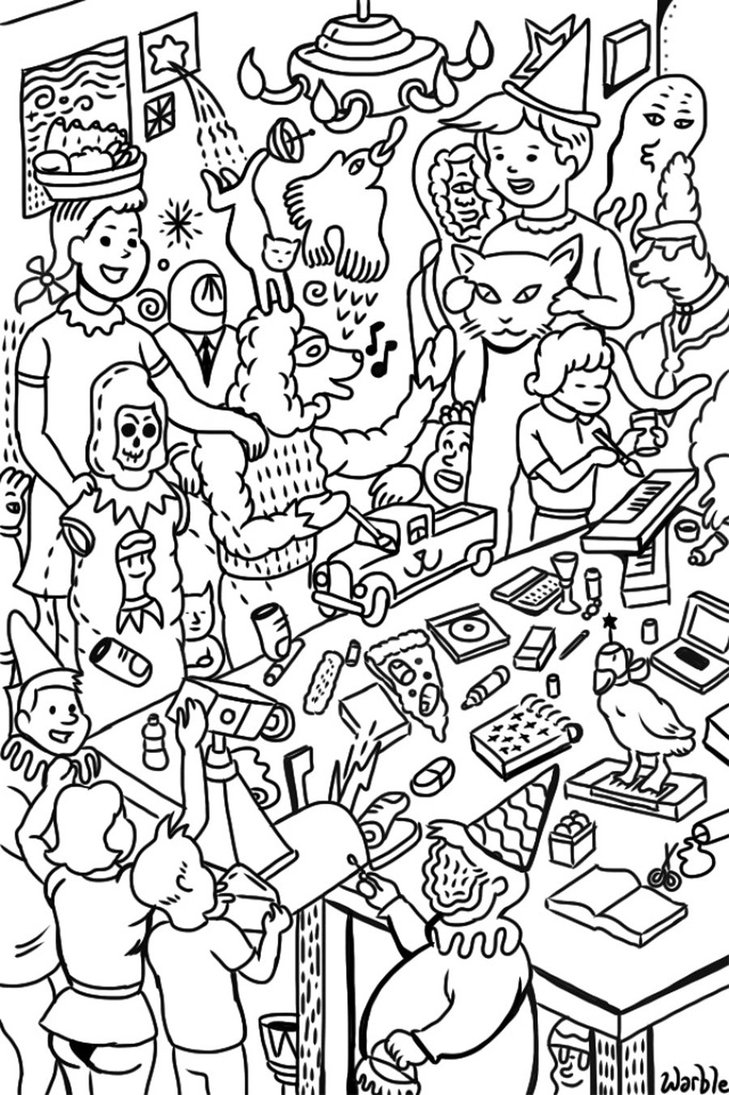 729x1095 Warble Art Party Coloring Page