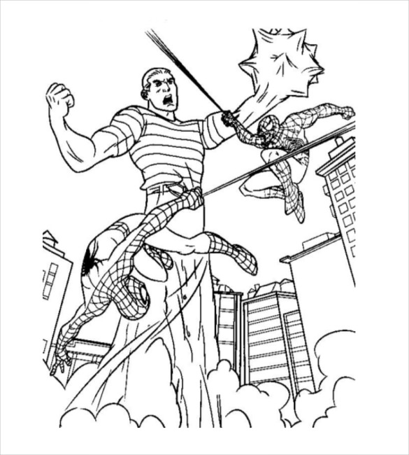 585x650 Spider Man Coloring Pages Free Vector Format