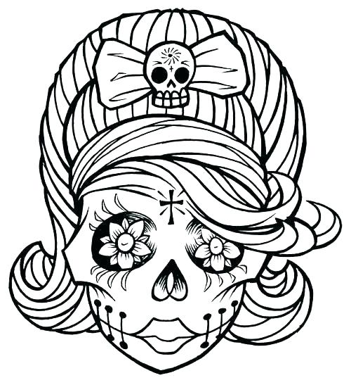 500x547 Sugar Skull Color Pages Skull Coloring Book As Well As Skull