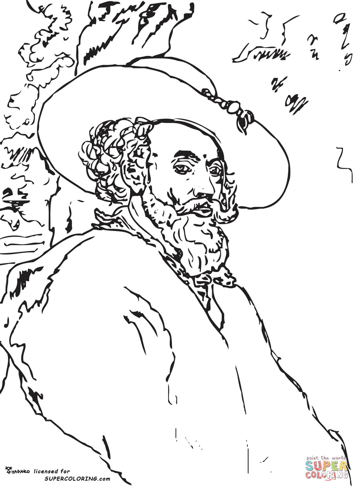 1200x1647 Self Portrait Peter Paul Rubens Coloring Page Free Printable Self