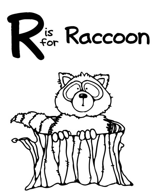 600x750 R Is For Raccoon Coloring Page