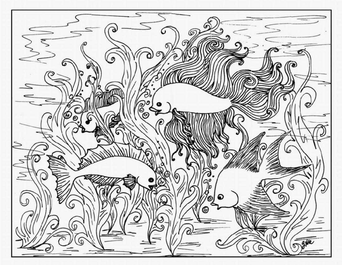 1099x850 Realistic Underwater Coloring Pages