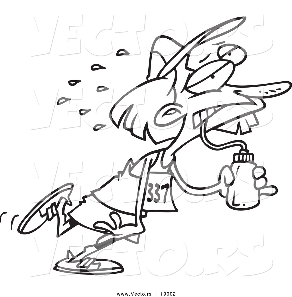 1024x1044 Vector Of A Cartoon Female Marathon Runner Sucking Up Water
