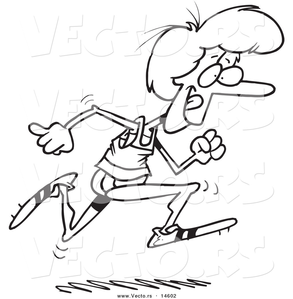 1024x1044 Vector Of A Cartoon Woman Running Track