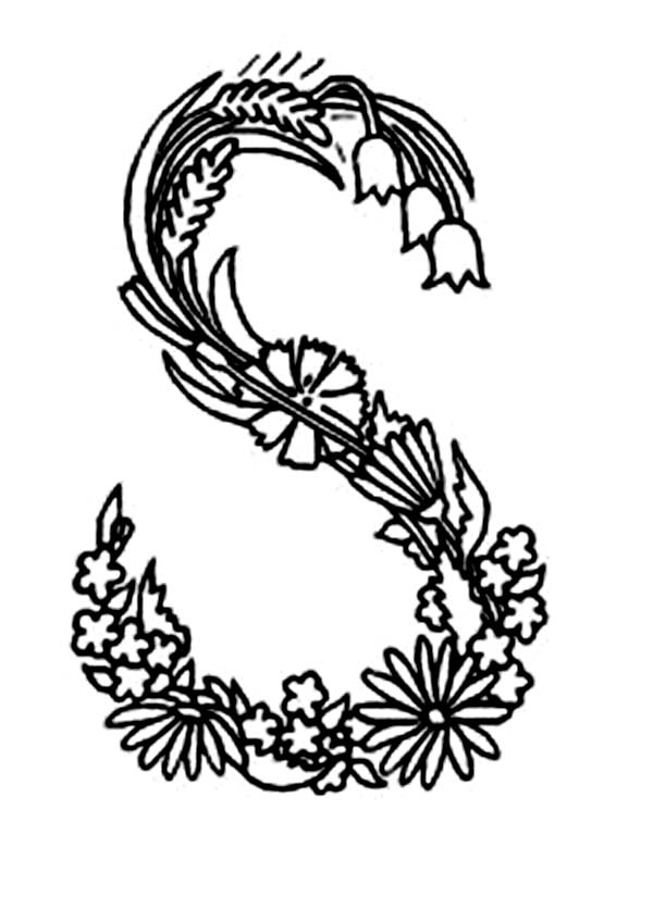 600x848 Alphabet Flowers Letter S Coloring Pages Batch Coloring