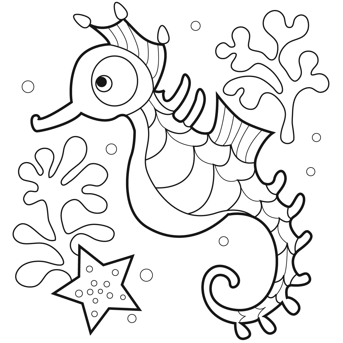 1200x1200 Seahorse Coloring Pages