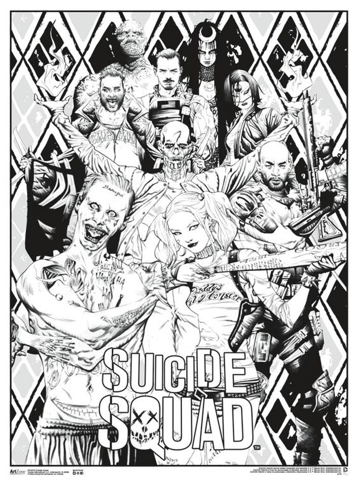 706x940 Suicide Squad Movie Poster Coloring Pages For Adults Comic