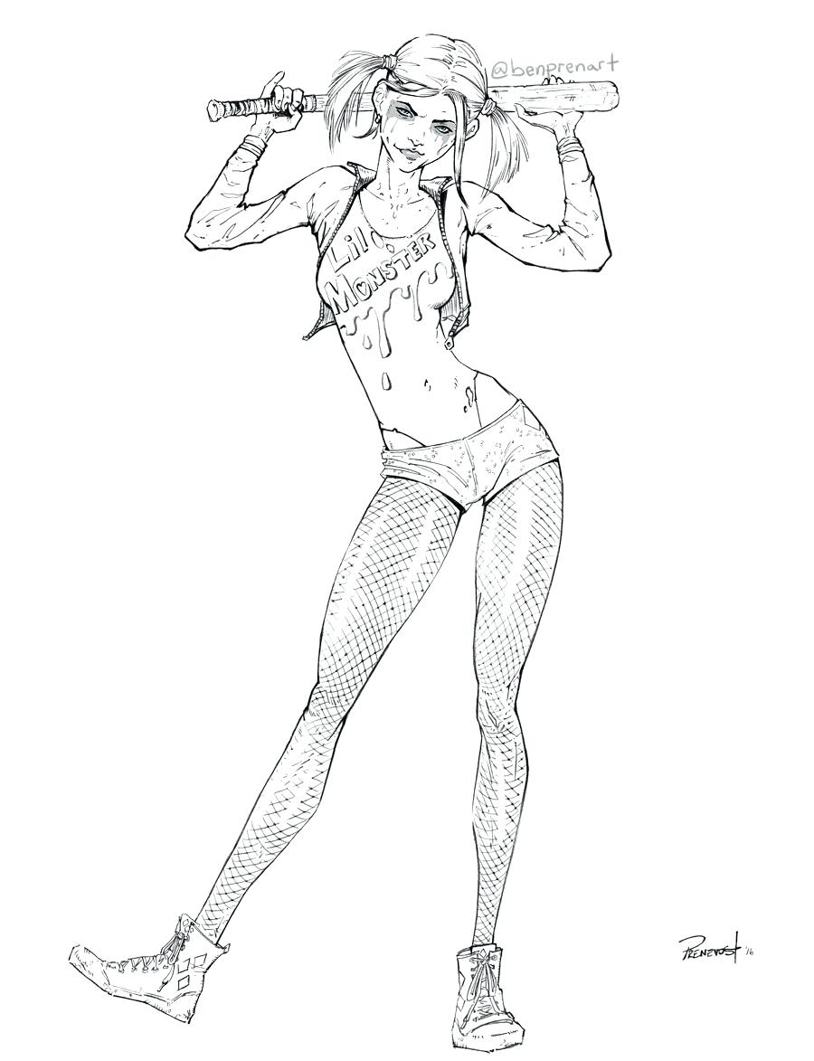 900x1173 Coloring Pages Harley Quinn Coloring Pages Suicide Squad Style