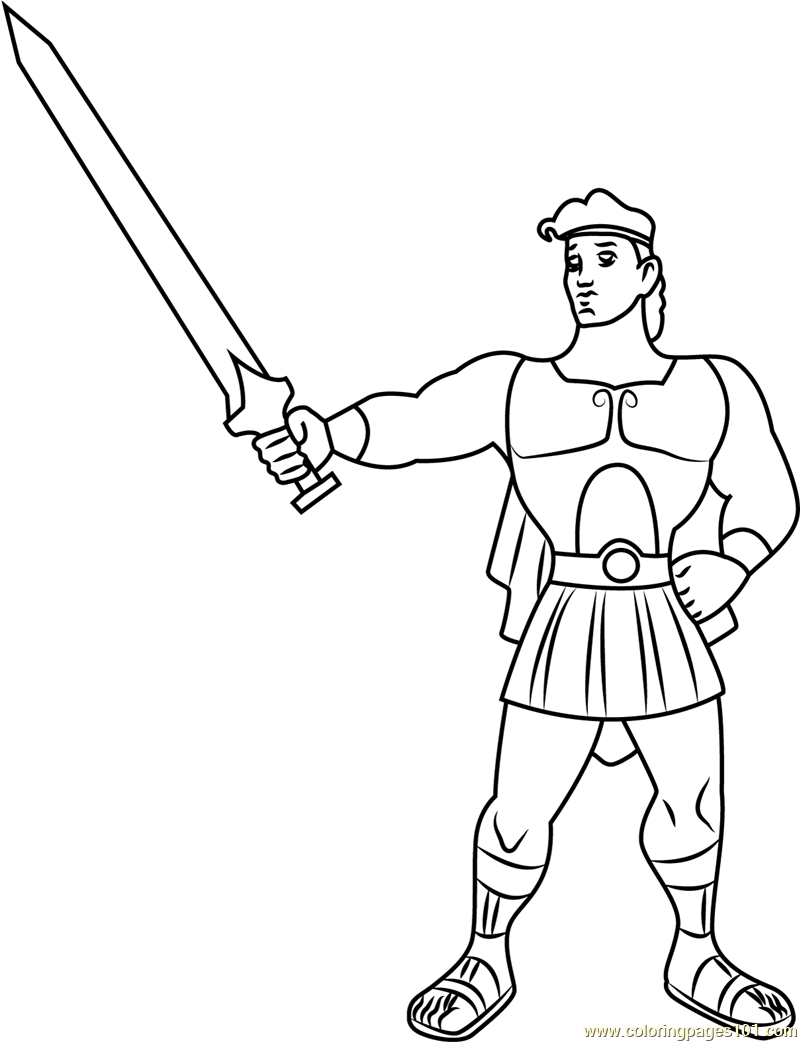 800x1042 Hercules Show His Sword Coloring Page