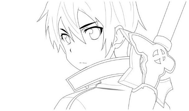 607x358 Kirito Sword Art Online Coloring Pages Drawing Board Weekly