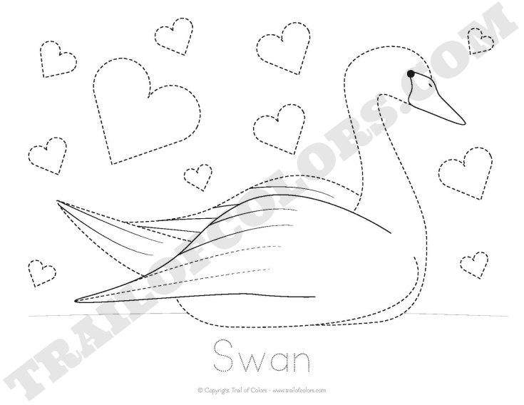 735x568 Swan Tracing Coloring Page