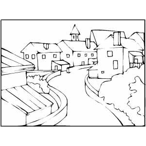 300x300 Curved Town Street Coloring Page