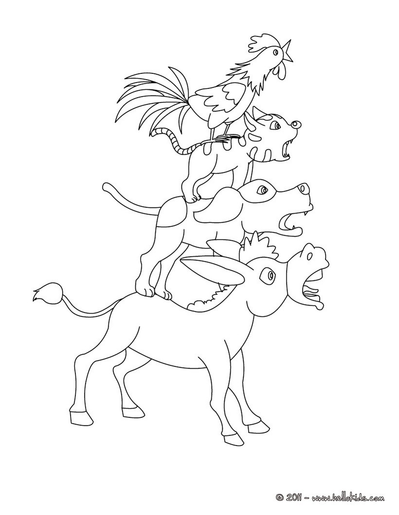 820x1060 The Bremen Town Musicians Tale Coloring Pages