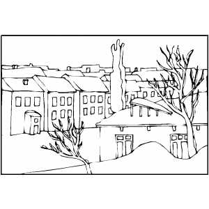 300x300 Town In Winter Coloring Page