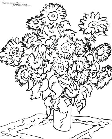 387x480 Sunflower Coloring Pages Free Coloring Pages Van Gogh Sunflower