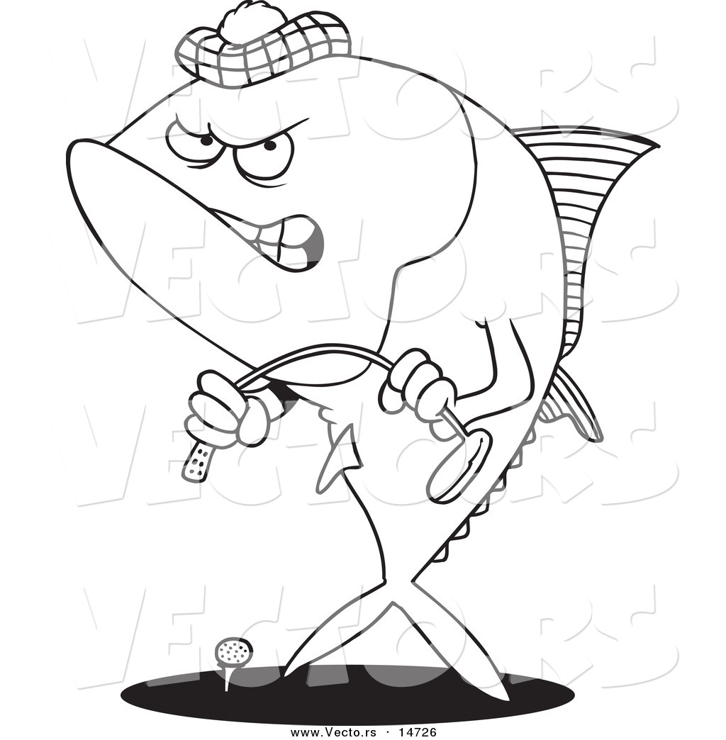1024x1044 Golfloring Pages Vector Of Cartoon Mad Tuna Fish Playing Page