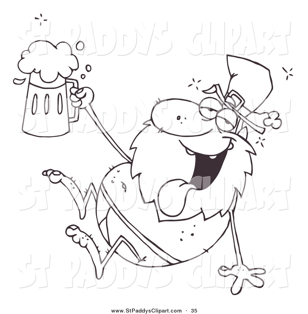 1024x1044 Vector Clip Art Of A Coloring Page Of A Drunk Leprechaun In His