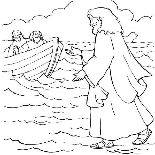 600x601 On Jesus Walks On Water Coloring Page
