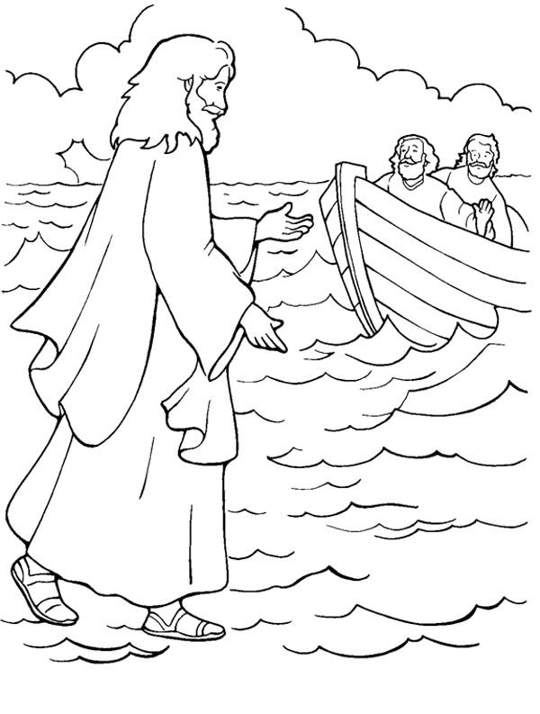 600x793 One Of Miracles Of Jesus Is Walking On Water Coloring Page Bible