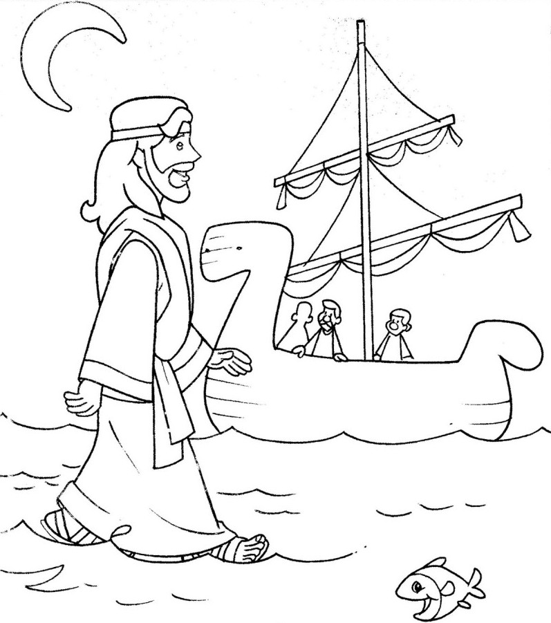 797x901 Peter Walks On Water Coloring Page Jesus Walks On Water