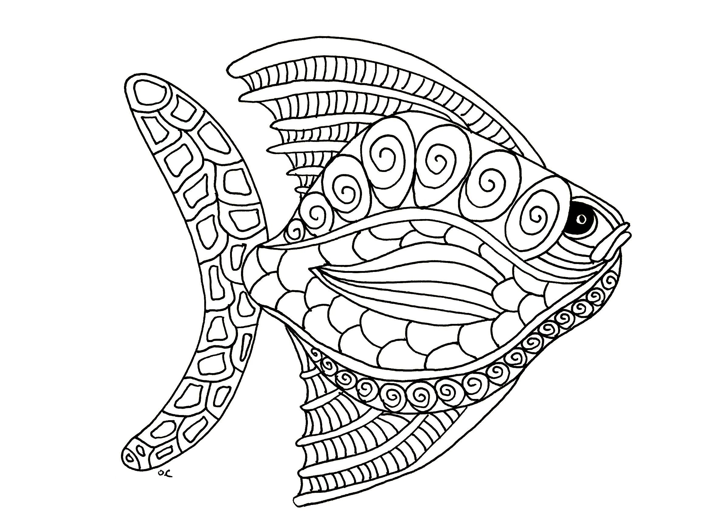 2392x1751 Free Coloring Page Coloring Fish Zentangle Step