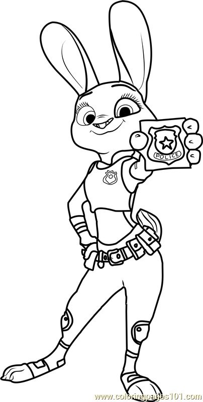 404x800 Judy Hopps With Badge Coloring Page