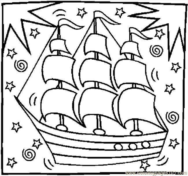 650x611 Ship Coloring Page