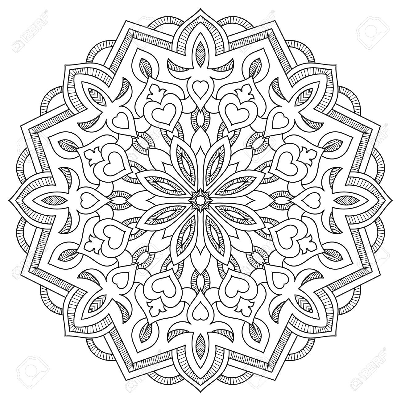 1300x1300 Mandala Coloring Pages Hearts Copy Flower With Regard To Free