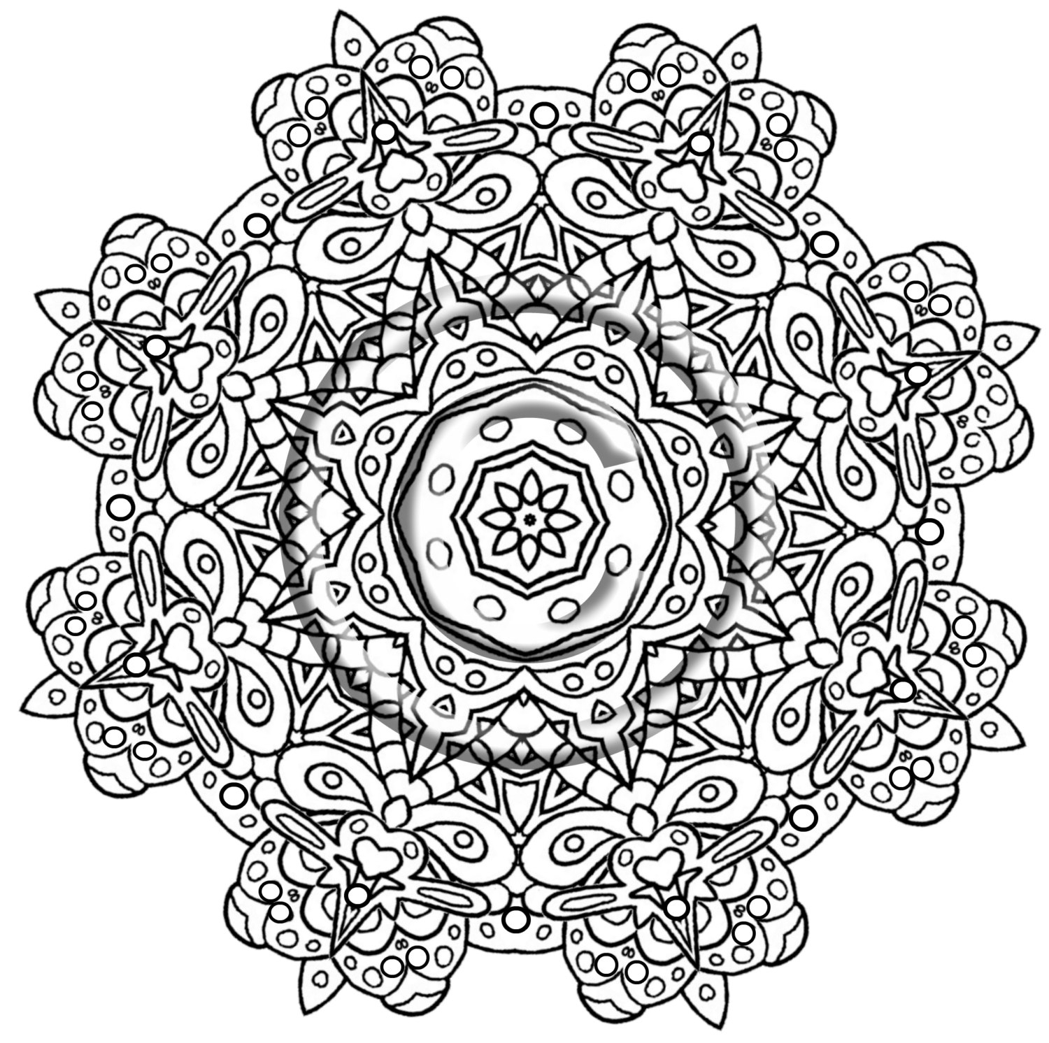 1500x1492 Intricate Mandala Coloring Pages Ivector Co