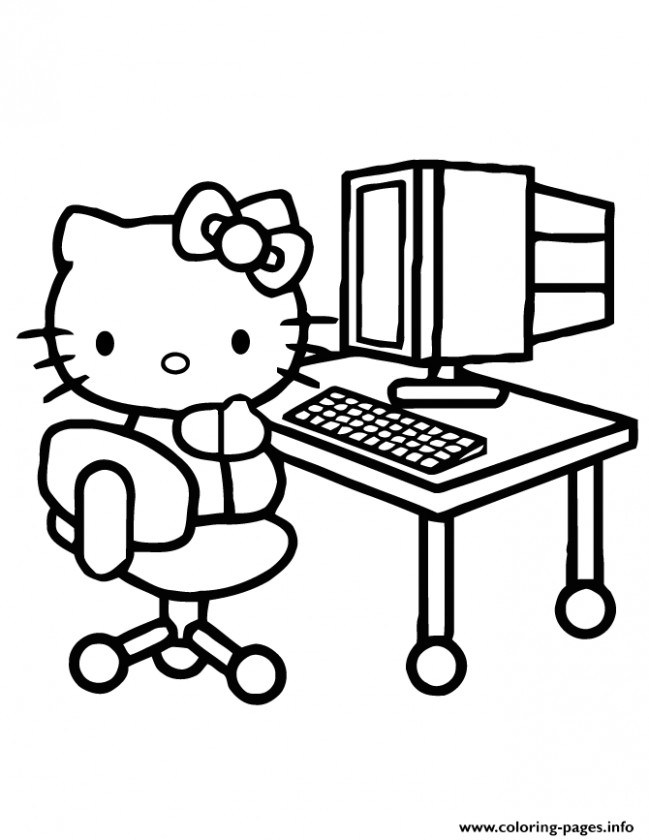 649x840 Computer Coloring Pages Hello Kitty In Popular Computer Coloring