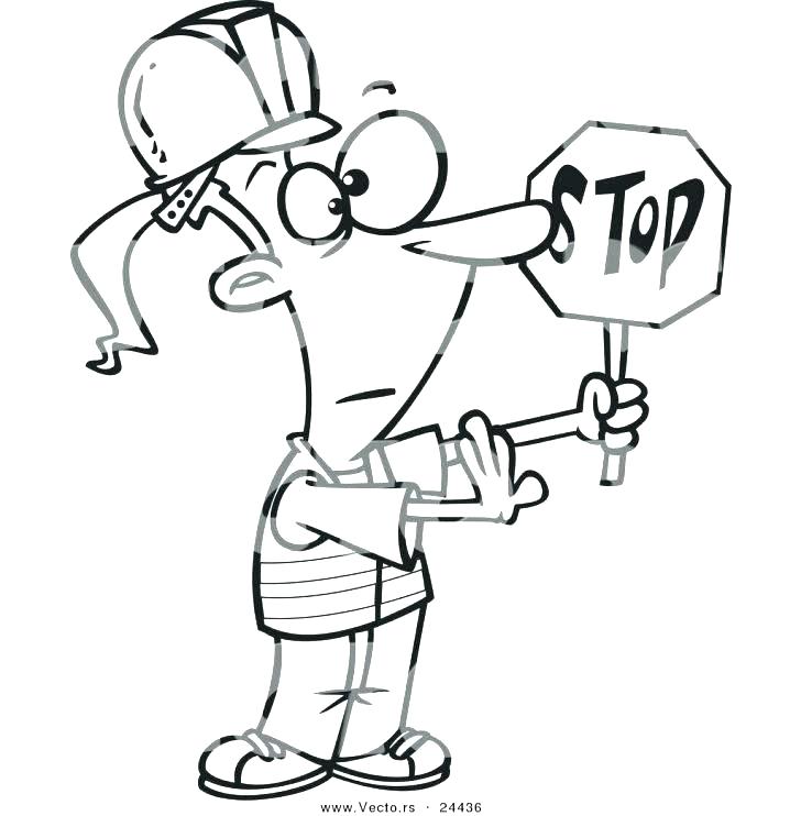 728x742 Construction Worker Coloring Page