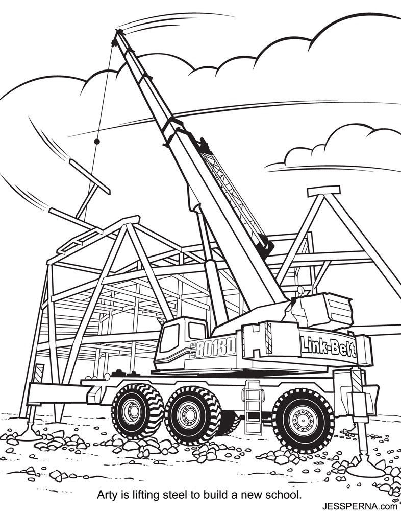 786x1000 Construction Crane Coloring Page
