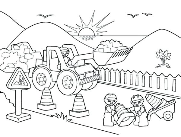 600x454 Construction Vehicles Coloring Book Pages Printable Coloring