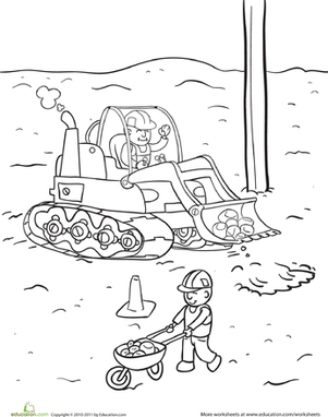 301x382 Construction Yard Coloring Page Worksheets, Kindergarten