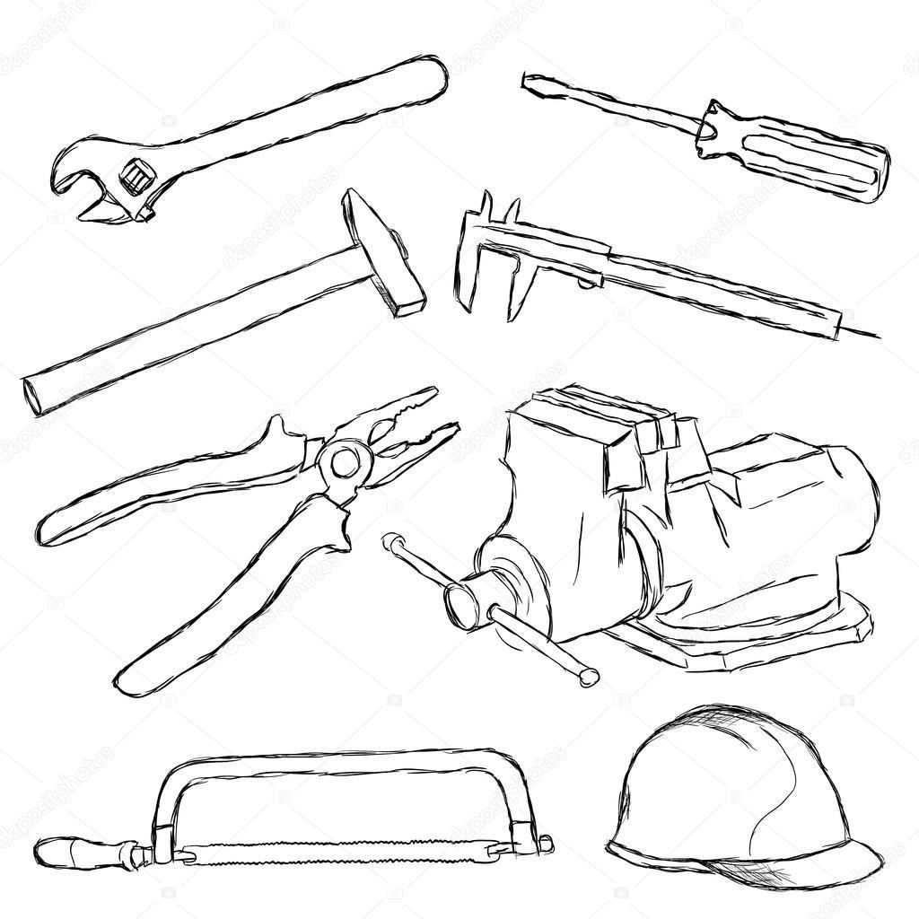 1024x1024 Construction Tools Coloring Pages